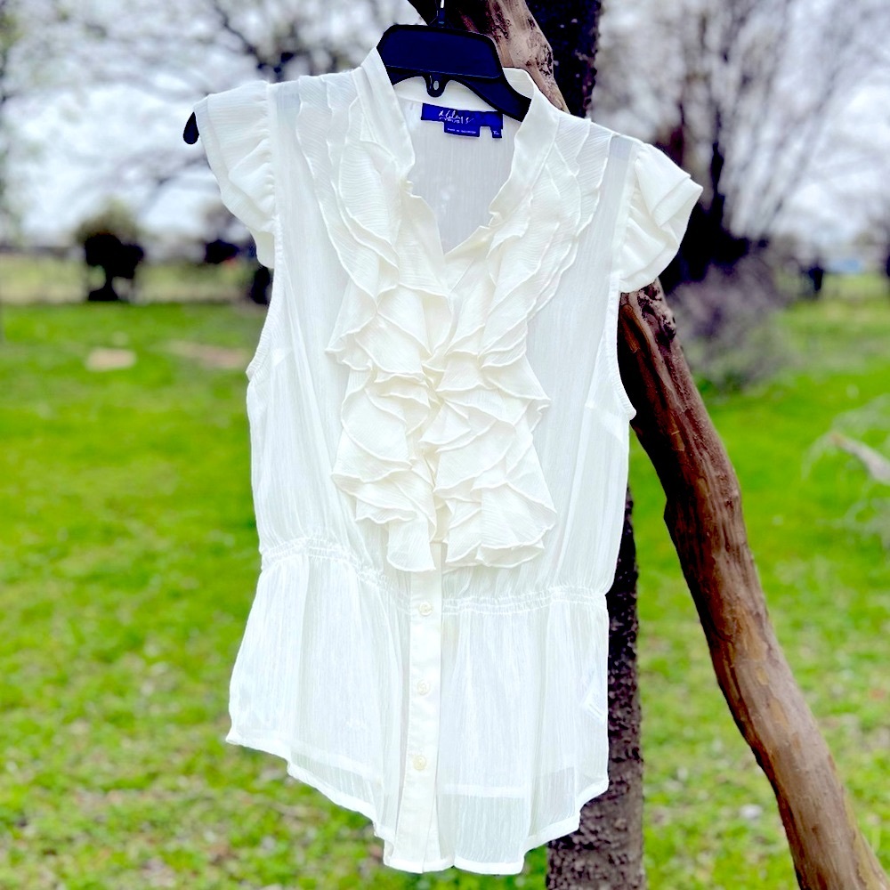 Miley Cyrus Max Azria White Chiffon Top